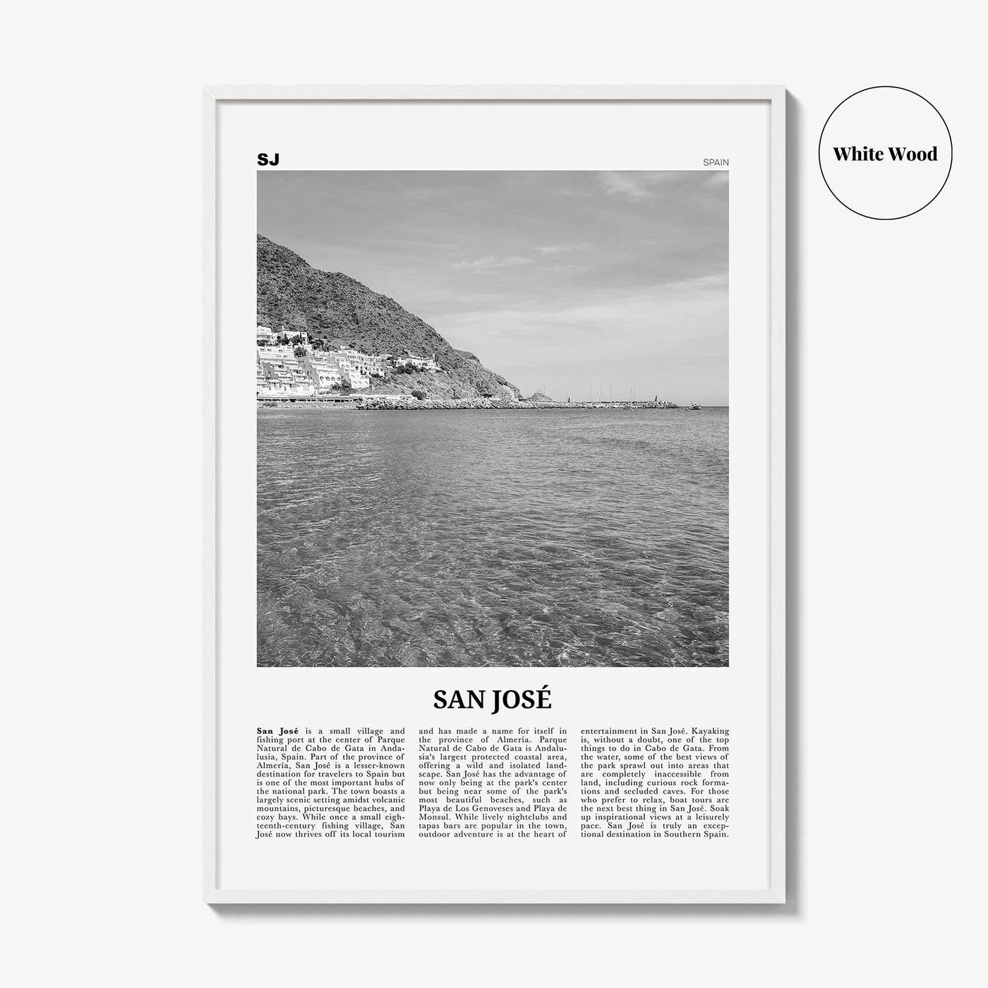 San Jose Print Black and White Spain, San Jose Wall Art, San José Poster, San José Photo, San José Wall Décor, San José Map, Spain