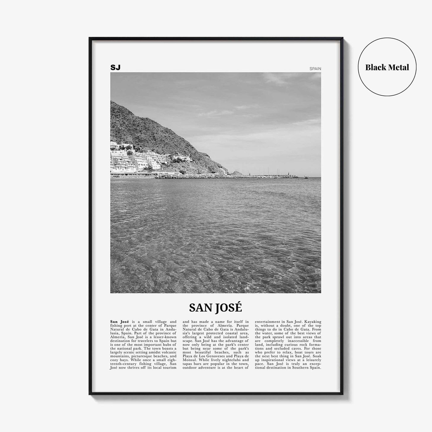 San Jose Print Black and White Spain, San Jose Wall Art, San José Poster, San José Photo, San José Wall Décor, San José Map, Spain