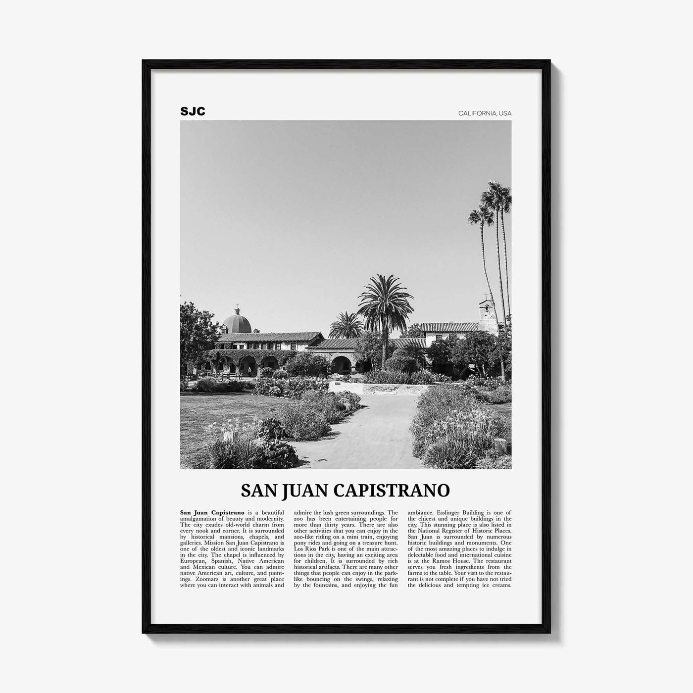San Juan Capistrano Print Black and White, San Juan Capistrano Wall Art, San Juan Capistrano Poster, San Juan Capistrano Photo, California