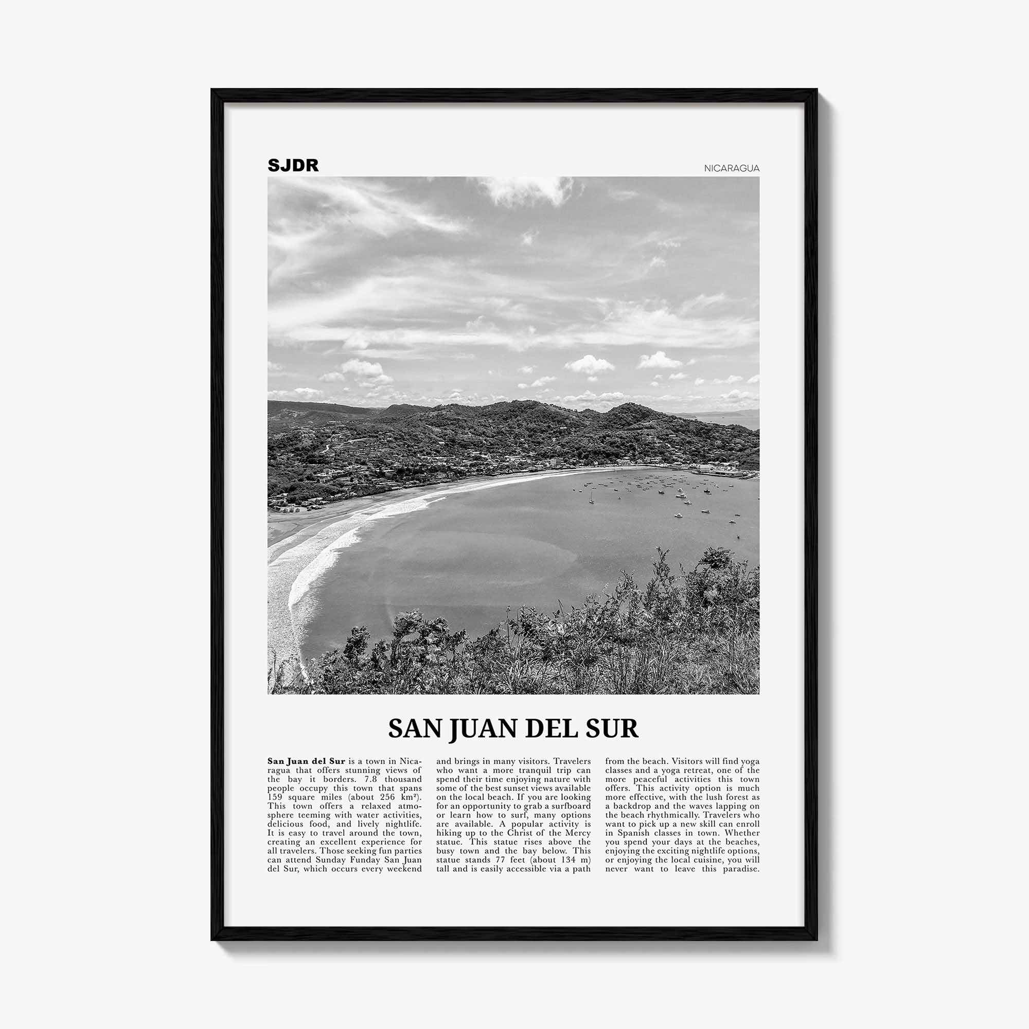 San Juan del Sur Print Black and White, San Juan del Sur Wall Art, San Juan del Sur Poster, San Juan del Sur Photo, Nicaragua