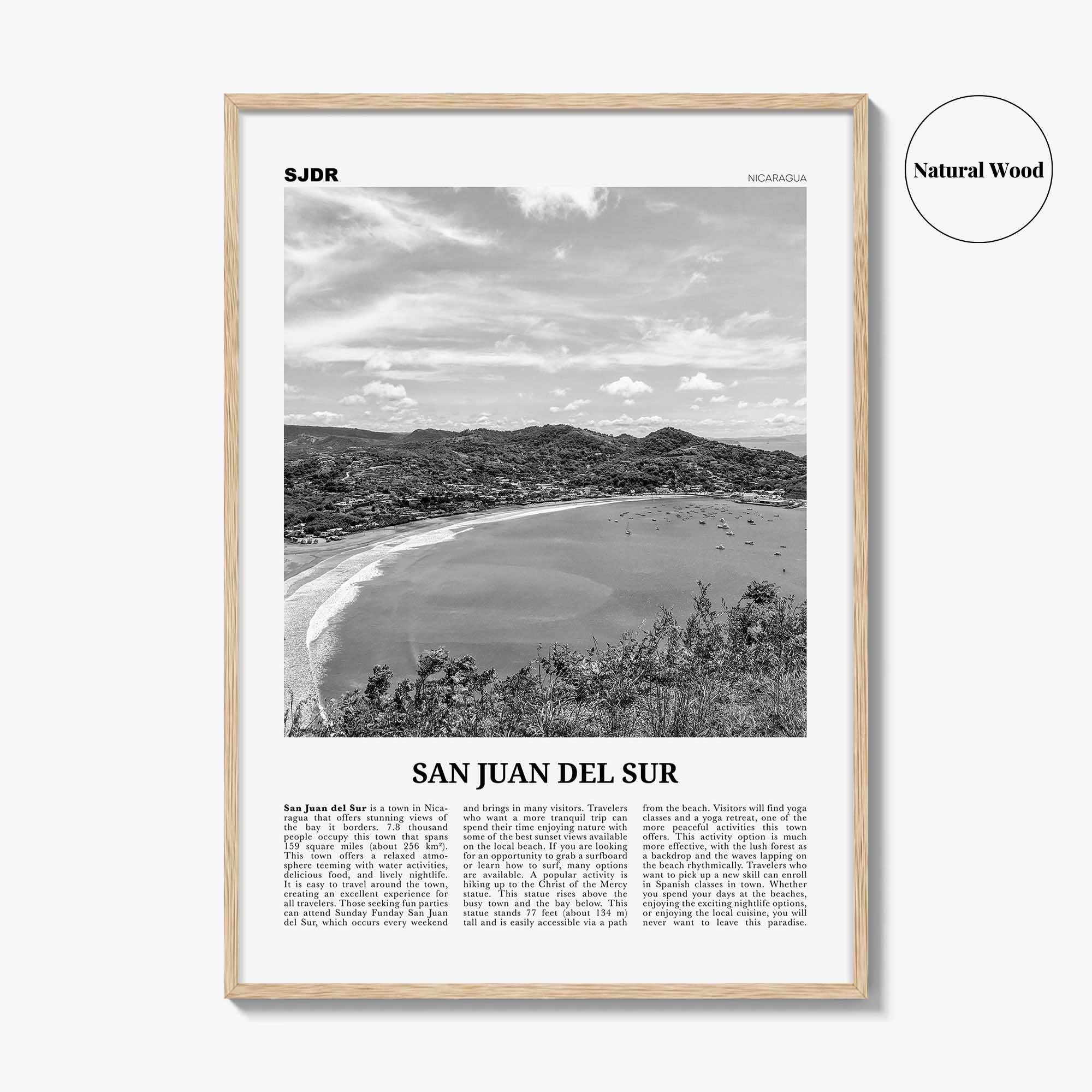 San Juan del Sur Print Black and White, San Juan del Sur Wall Art, San Juan del Sur Poster, San Juan del Sur Photo, Nicaragua
