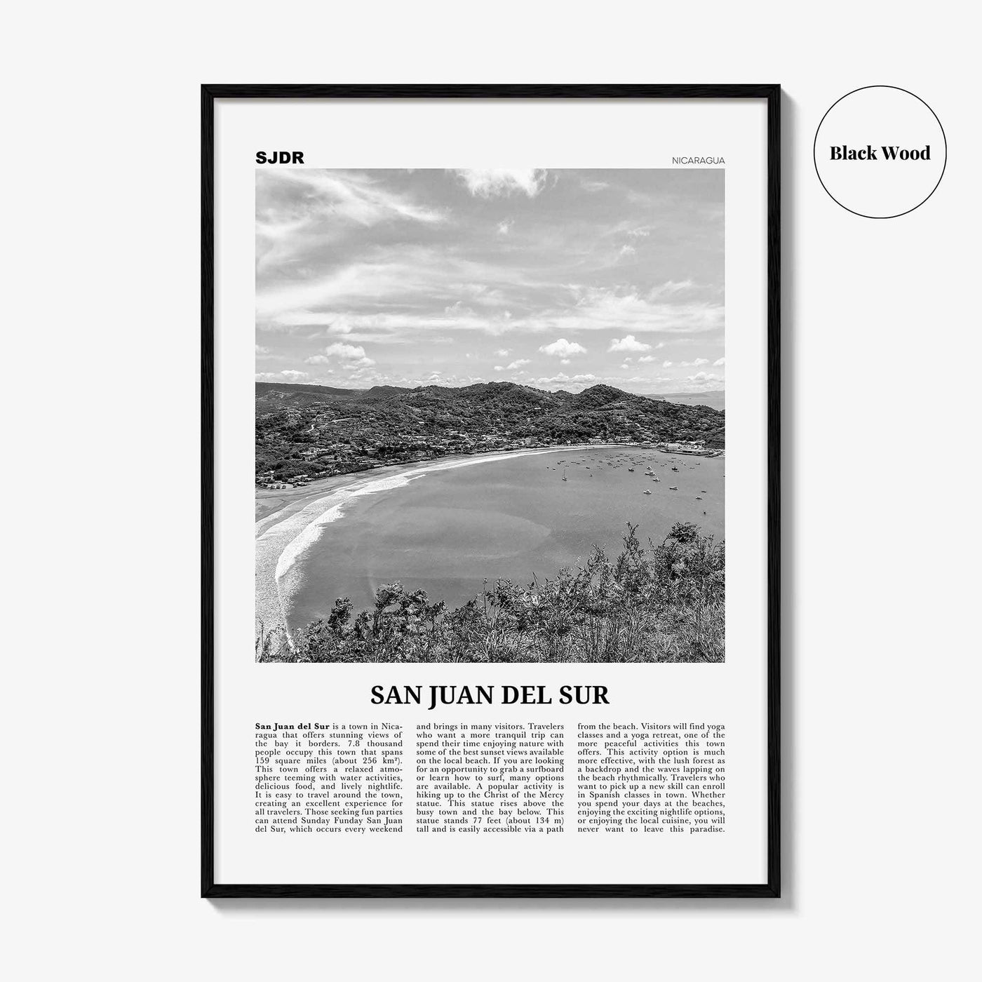San Juan del Sur Print Black and White, San Juan del Sur Wall Art, San Juan del Sur Poster, San Juan del Sur Photo, Nicaragua