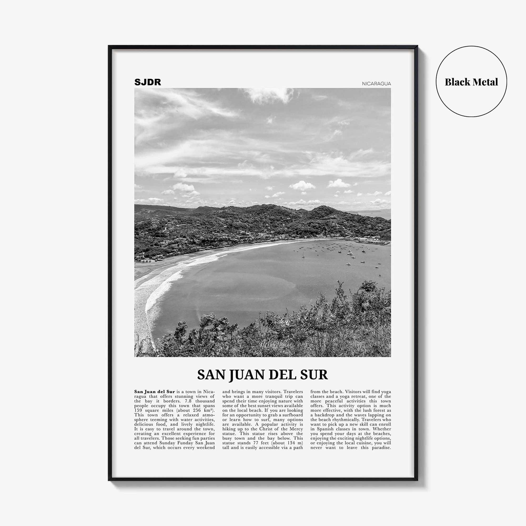 San Juan del Sur Print Black and White, San Juan del Sur Wall Art, San Juan del Sur Poster, San Juan del Sur Photo, Nicaragua