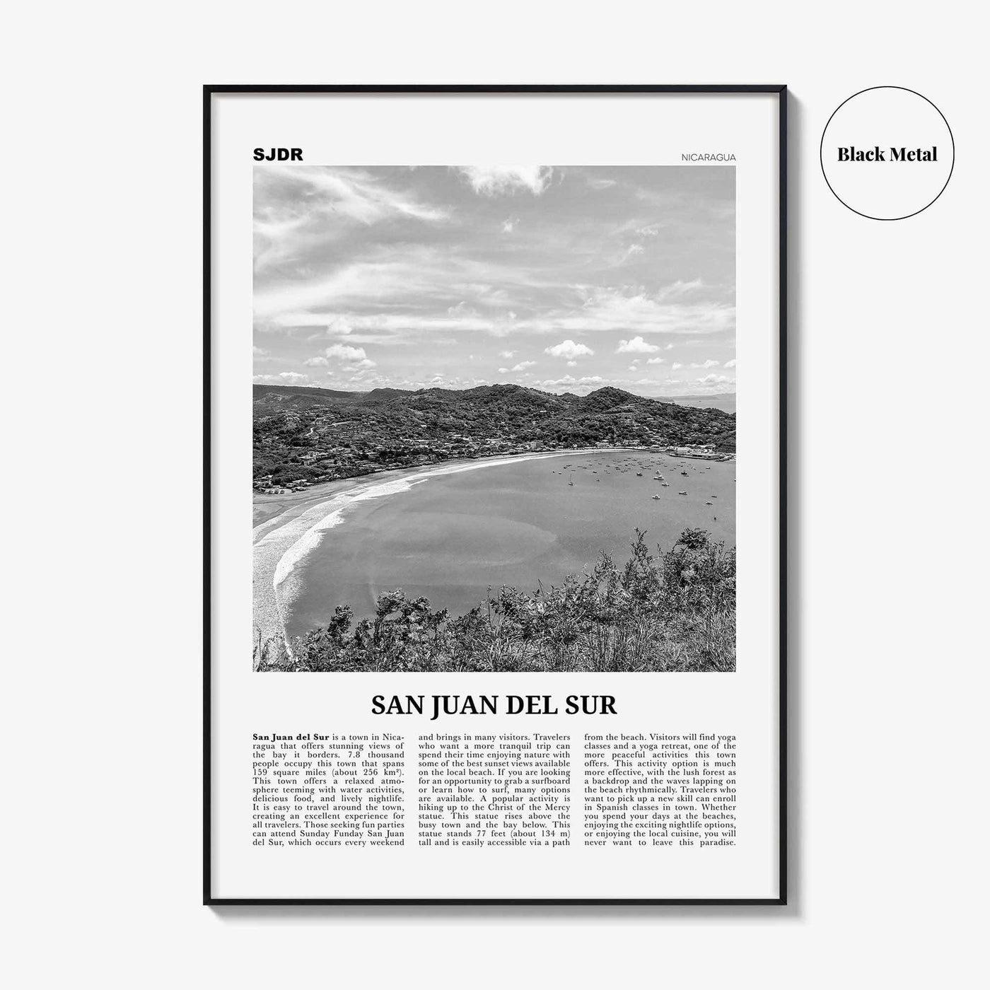 San Juan del Sur Print Black and White, San Juan del Sur Wall Art, San Juan del Sur Poster, San Juan del Sur Photo, Nicaragua