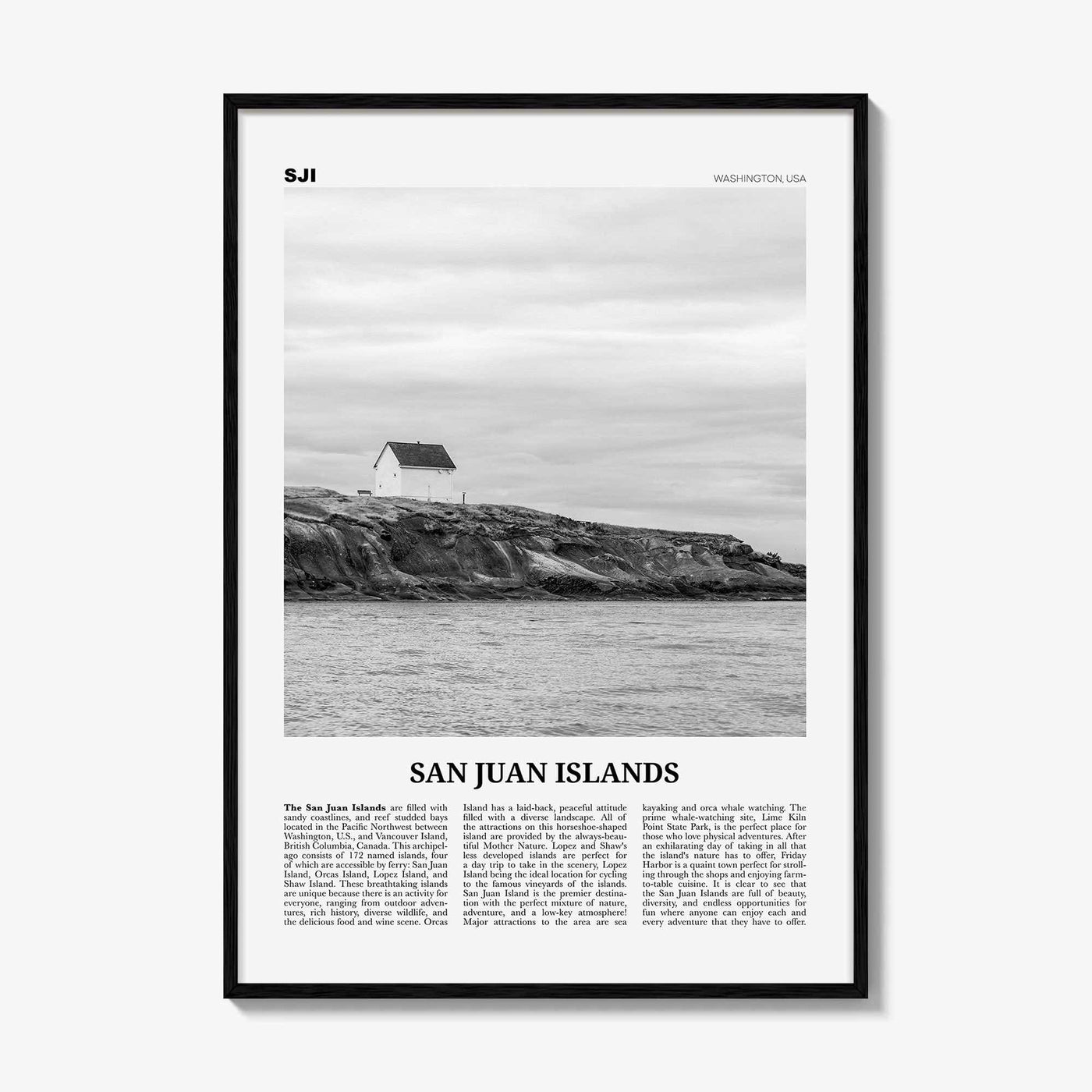 San Juan Islands Print Black and White, San Juan Islands Wall Art, San Juan Islands Poster, San Juan Islands Photo, Washington, USA