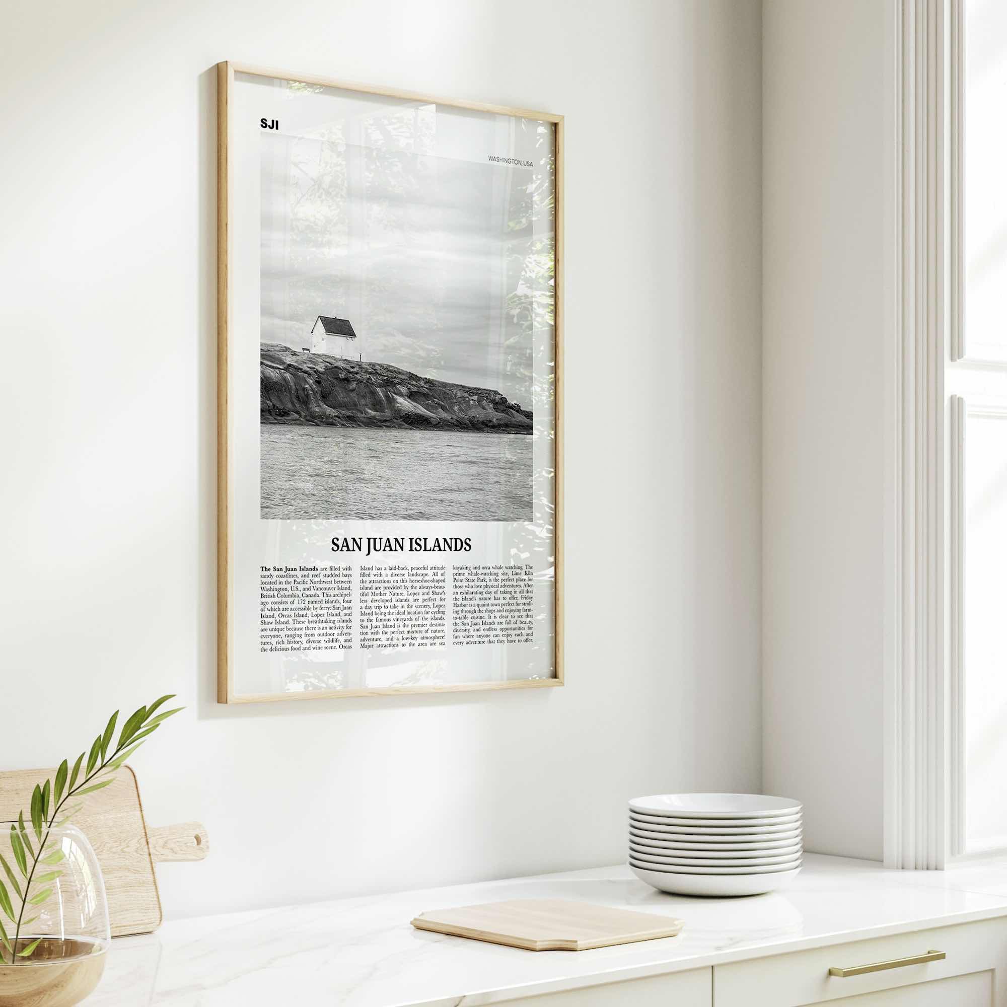 San Juan Islands Print Black and White, San Juan Islands Wall Art, San Juan Islands Poster, San Juan Islands Photo, Washington, USA