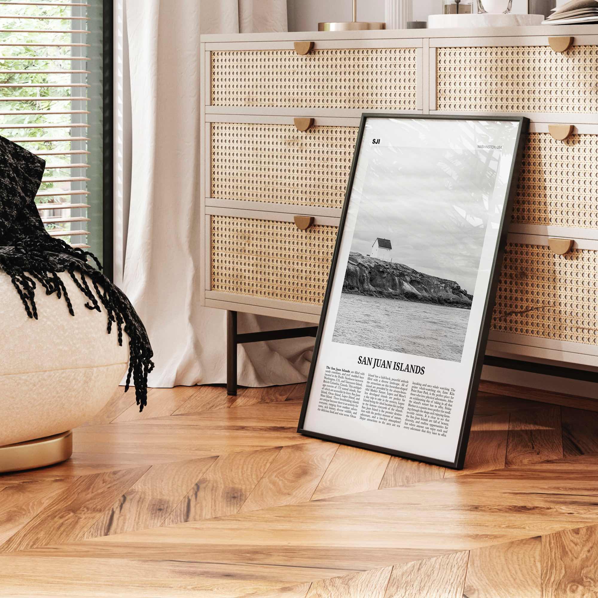 San Juan Islands Print Black and White, San Juan Islands Wall Art, San Juan Islands Poster, San Juan Islands Photo, Washington, USA