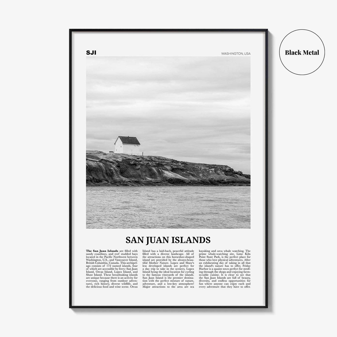 San Juan Islands Print Black and White, San Juan Islands Wall Art, San Juan Islands Poster, San Juan Islands Photo, Washington, USA