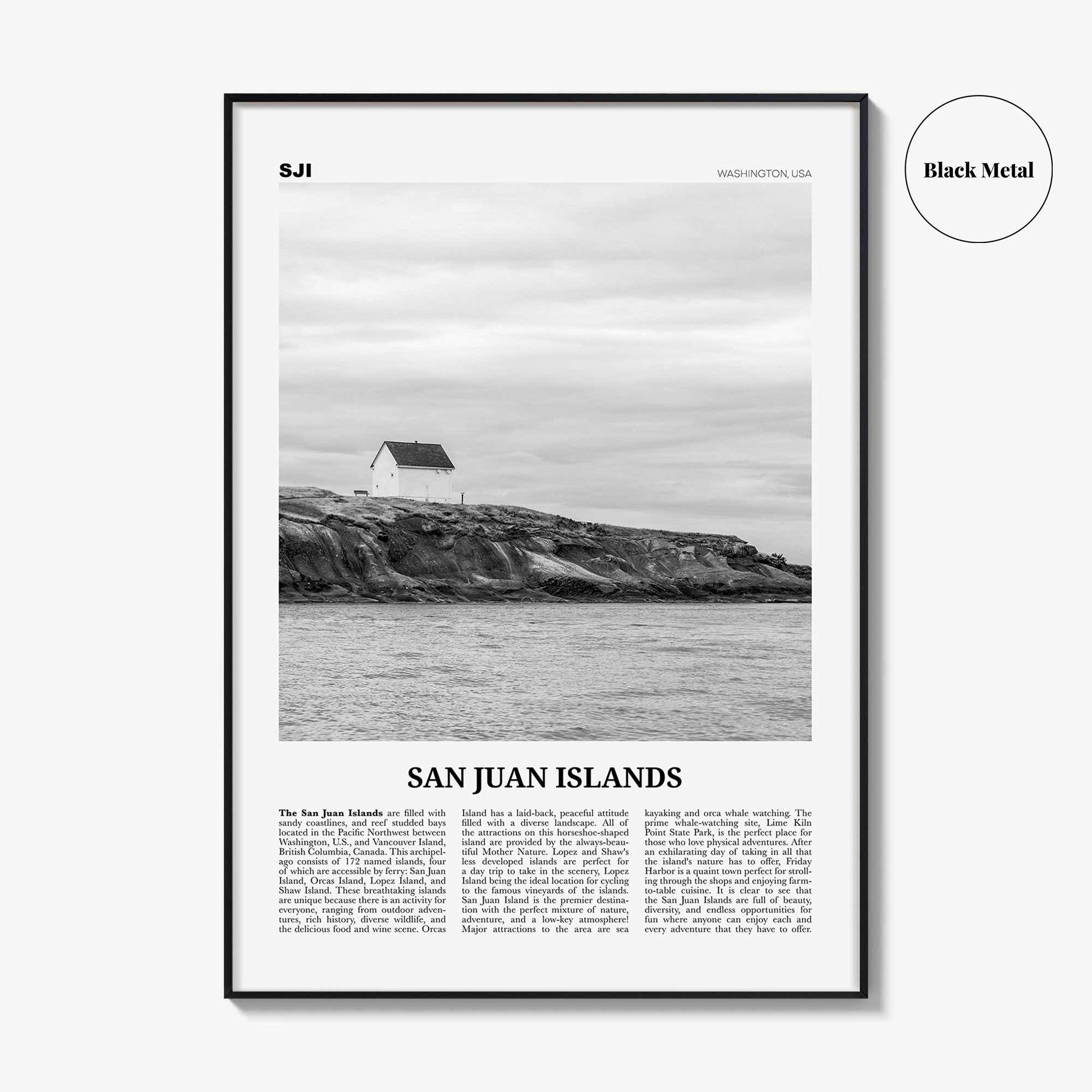 San Juan Islands Print Black and White, San Juan Islands Wall Art, San Juan Islands Poster, San Juan Islands Photo, Washington, USA