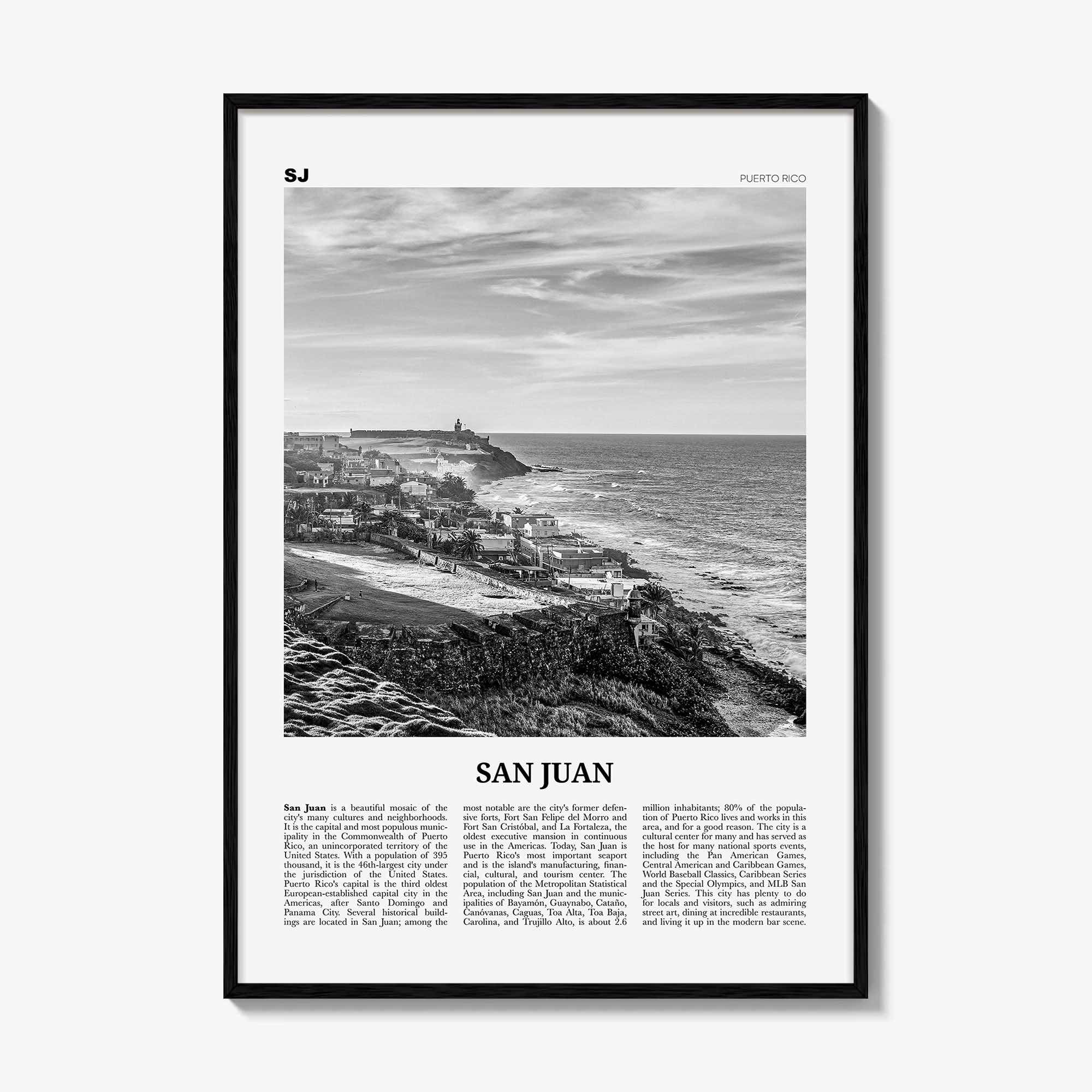 San Juan Print Black and White, San Juan Wall Art, San Juan Poster, San Juan Photo, San Juan Wall Decor, City Print, Puerto Rico, Caribbean