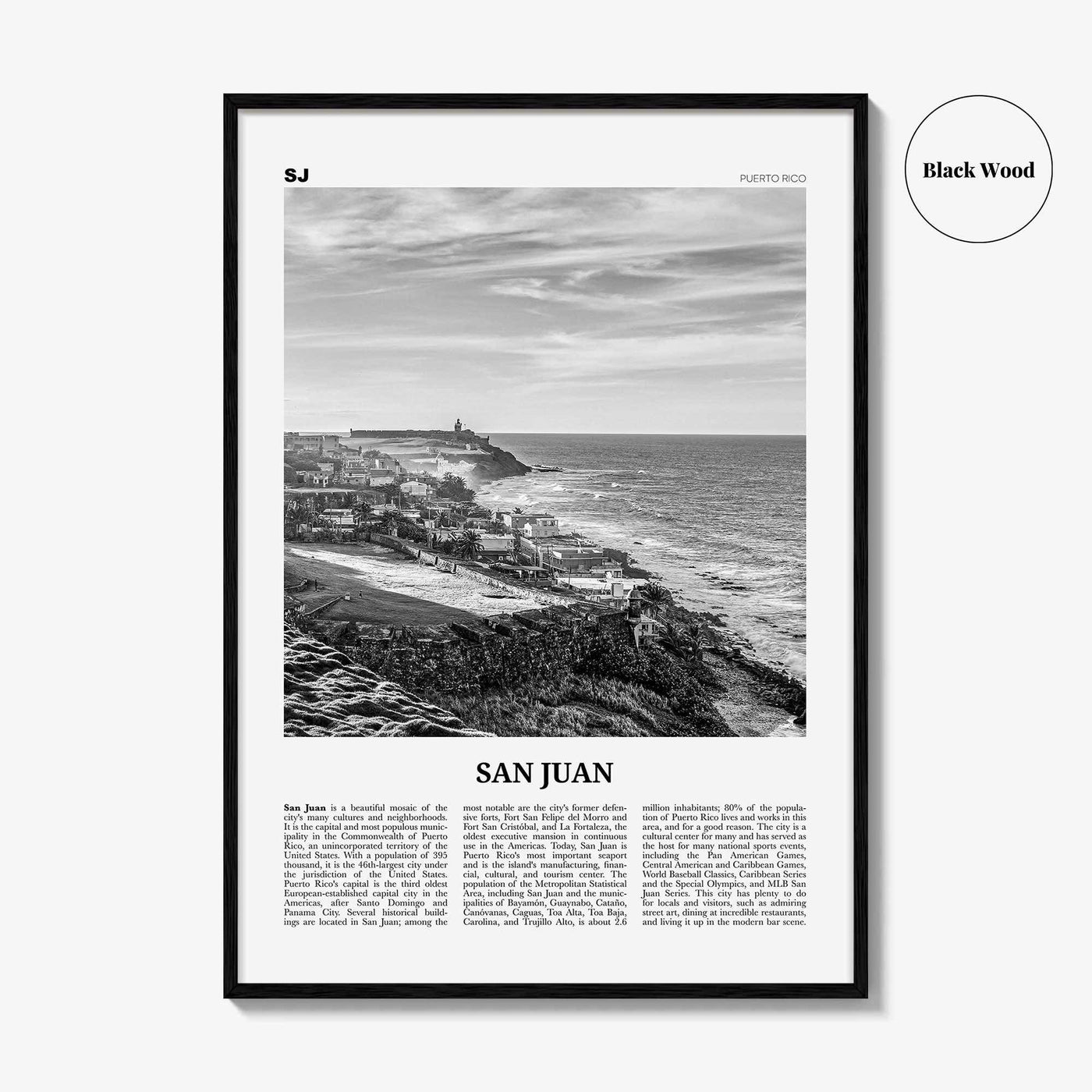 San Juan Print Black and White, San Juan Wall Art, San Juan Poster, San Juan Photo, San Juan Wall Decor, City Print, Puerto Rico, Caribbean