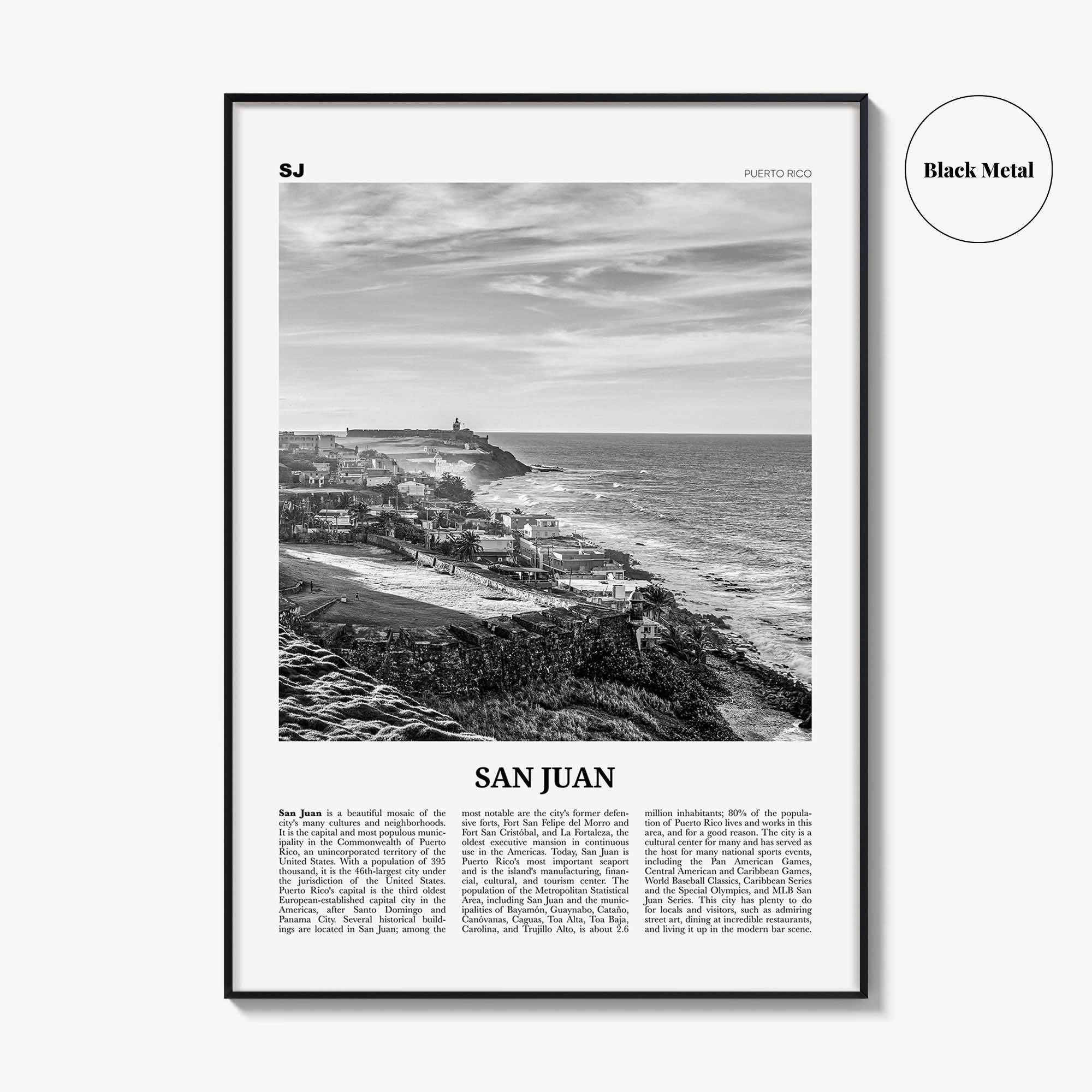 San Juan Print Black and White, San Juan Wall Art, San Juan Poster, San Juan Photo, San Juan Wall Decor, City Print, Puerto Rico, Caribbean