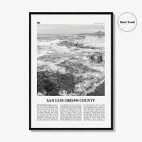 San Luis Obispo County Print Black and White, San Luis Obispo Wall Art, San Luis Obispo Poster, Photo, Wall Décor, San Luis Obispo Map