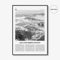 San Luis Obispo County Print Black and White, San Luis Obispo Wall Art, San Luis Obispo Poster, Photo, Wall Décor, San Luis Obispo Map