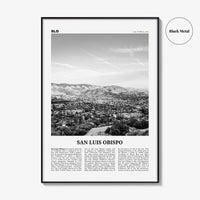 San Luis Obispo Print Black and White, San Luis Obispo Wall Art, San Luis Obispo Poster, San Luis Obispo Photo, California USA United States