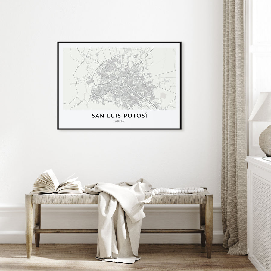 San Luis Potosí Map Landscape Poster