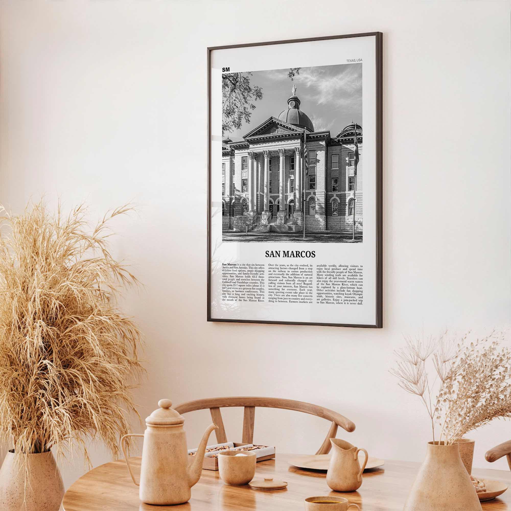 San Marcos Print Black and White No 1, San Marcos Wall Art, San Marcos Poster, San Marcos Photo, San Marcos Wall Décor, San Marcos Map