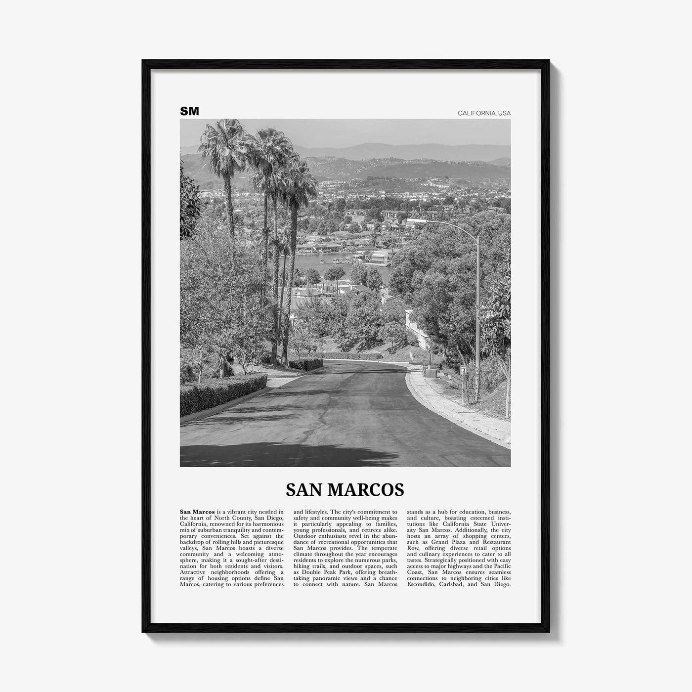 San Marcos Print Black and White No 2, San Marcos Wall Art, San Marcos Poster, San Marcos Photo, San Marcos Wall Décor, San Marcos Map