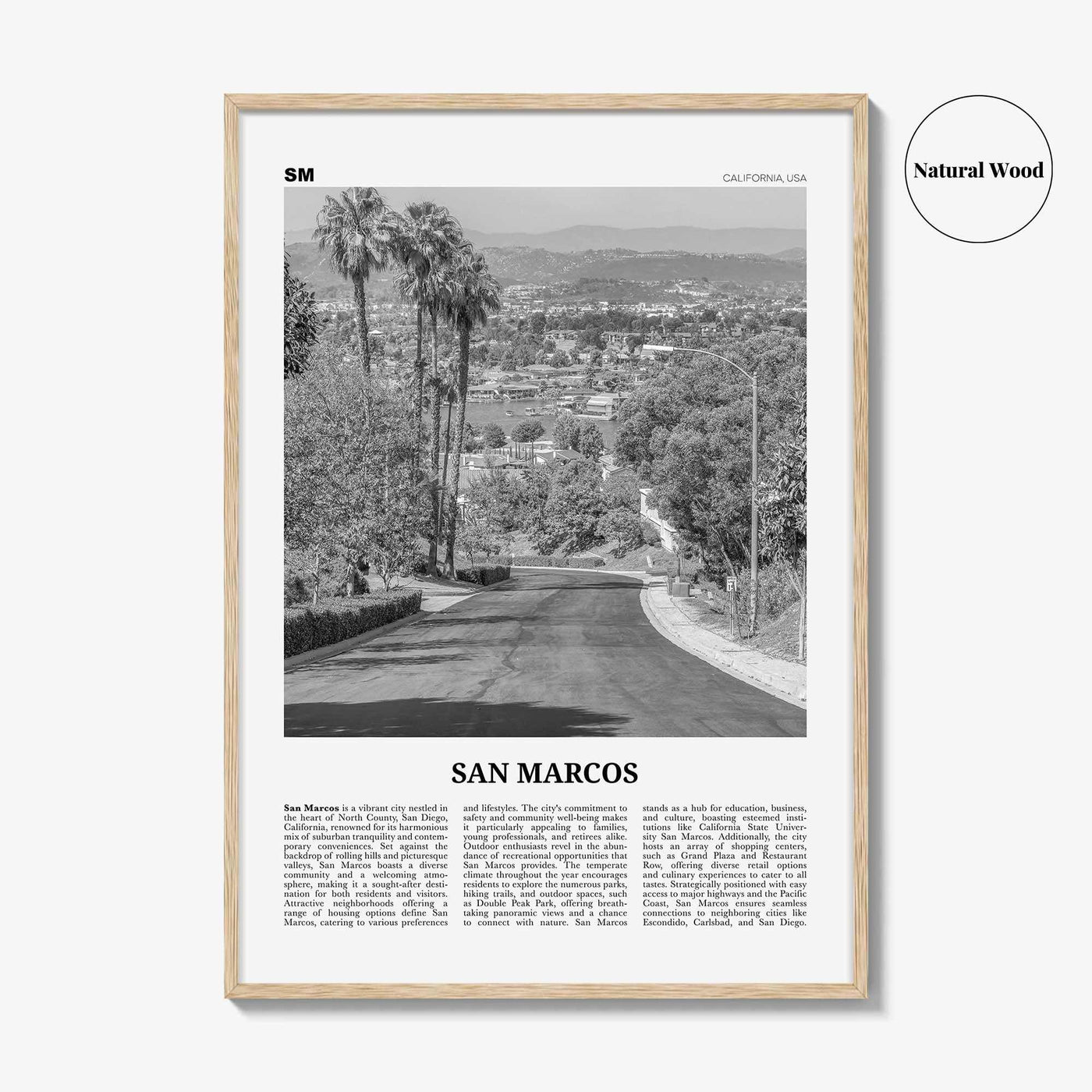 San Marcos Print Black and White No 2, San Marcos Wall Art, San Marcos Poster, San Marcos Photo, San Marcos Wall Décor, San Marcos Map