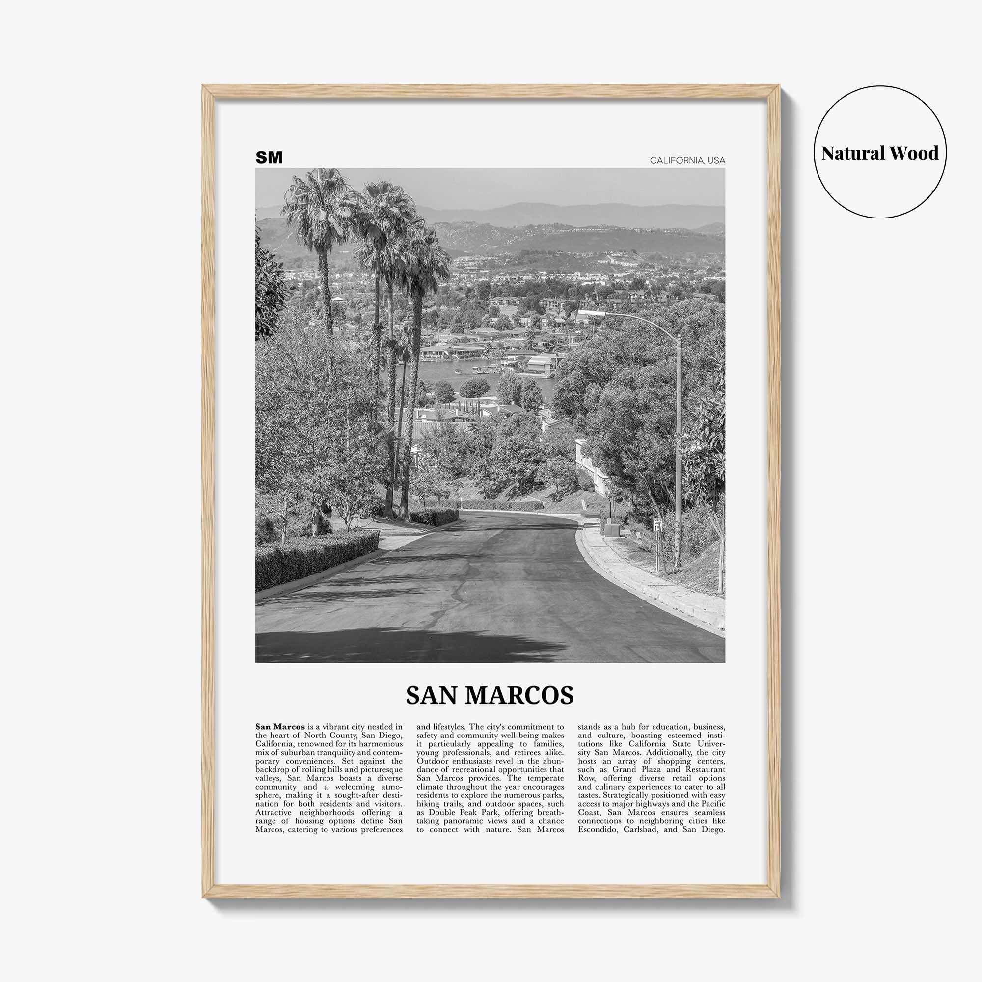 San Marcos Print Black and White No 2, San Marcos Wall Art, San Marcos Poster, San Marcos Photo, San Marcos Wall Décor, San Marcos Map