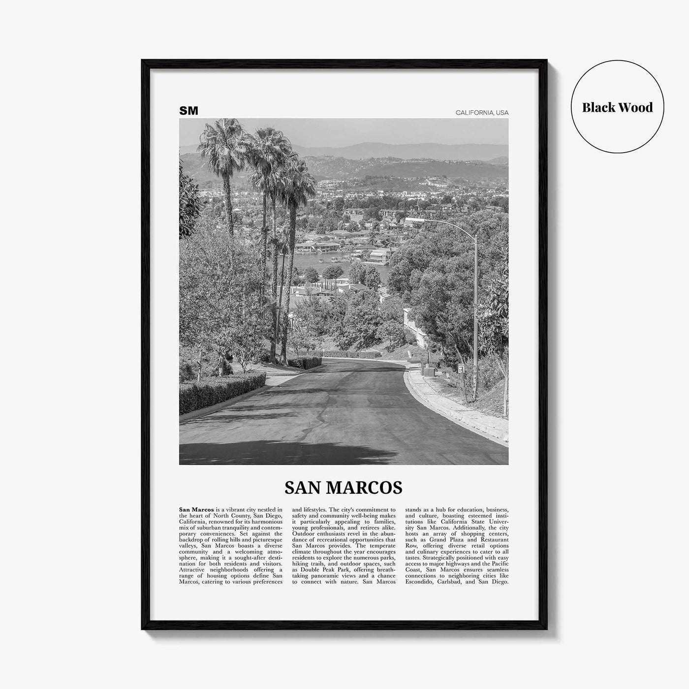 San Marcos Print Black and White No 2, San Marcos Wall Art, San Marcos Poster, San Marcos Photo, San Marcos Wall Décor, San Marcos Map