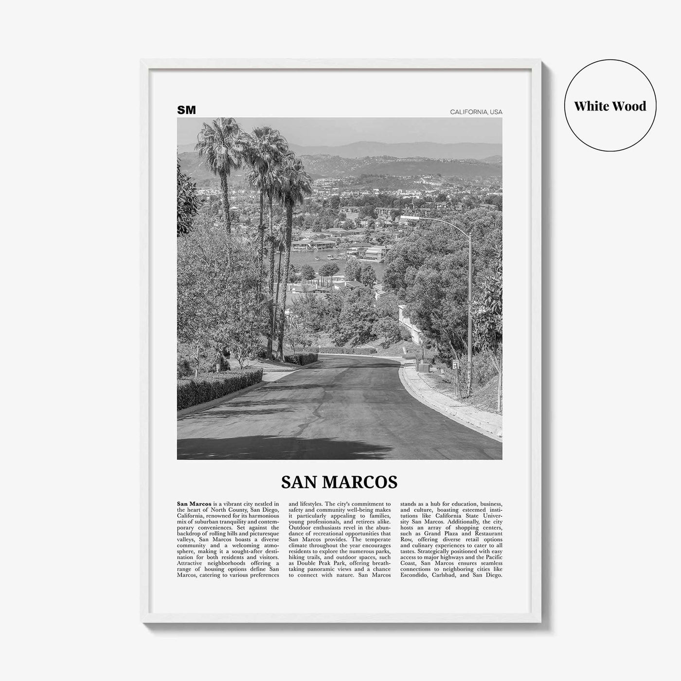 San Marcos Print Black and White No 2, San Marcos Wall Art, San Marcos Poster, San Marcos Photo, San Marcos Wall Décor, San Marcos Map