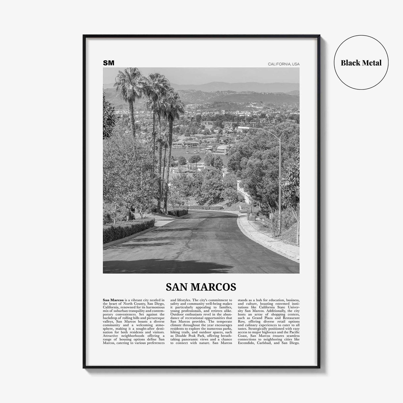San Marcos Print Black and White No 2, San Marcos Wall Art, San Marcos Poster, San Marcos Photo, San Marcos Wall Décor, San Marcos Map