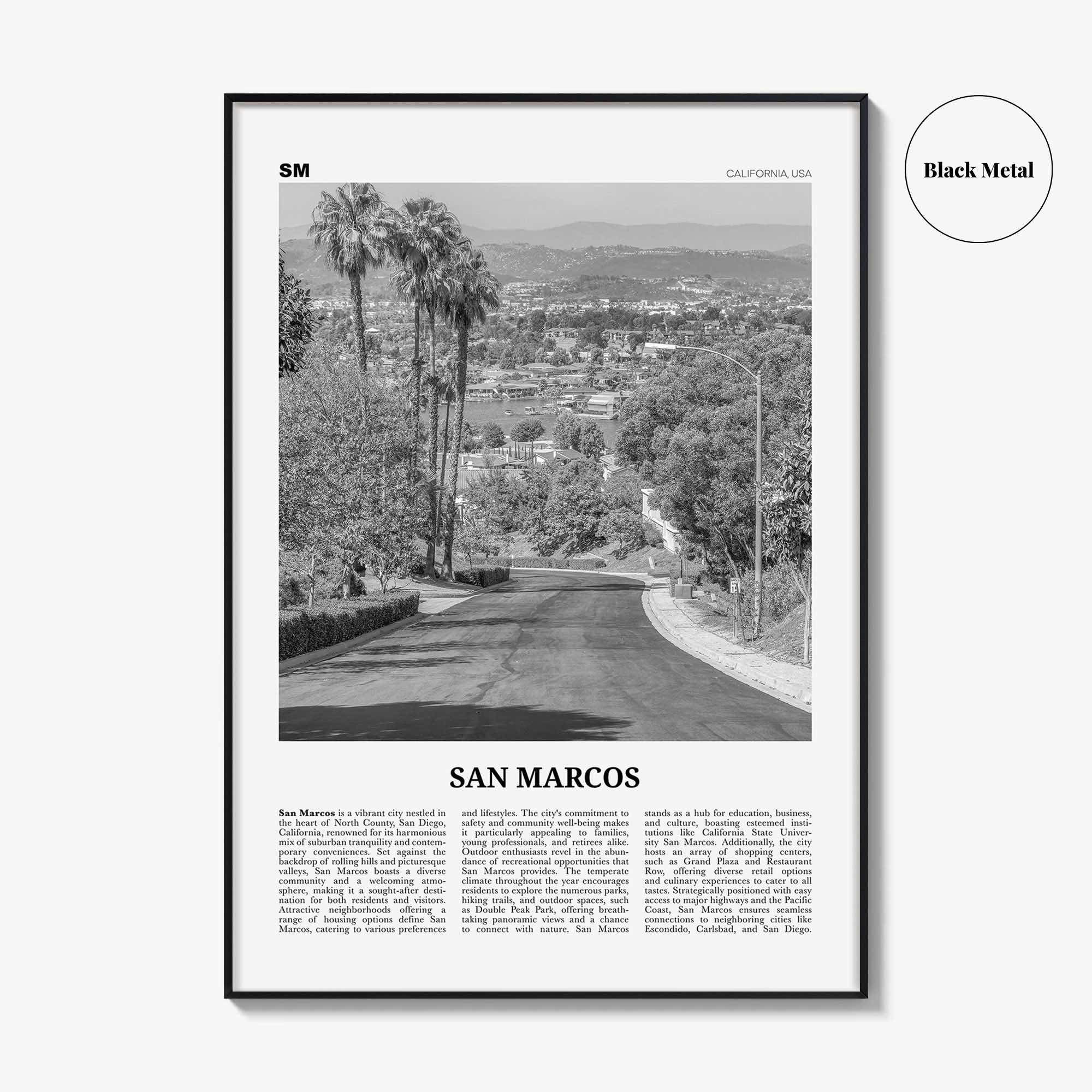 San Marcos Print Black and White No 2, San Marcos Wall Art, San Marcos Poster, San Marcos Photo, San Marcos Wall Décor, San Marcos Map
