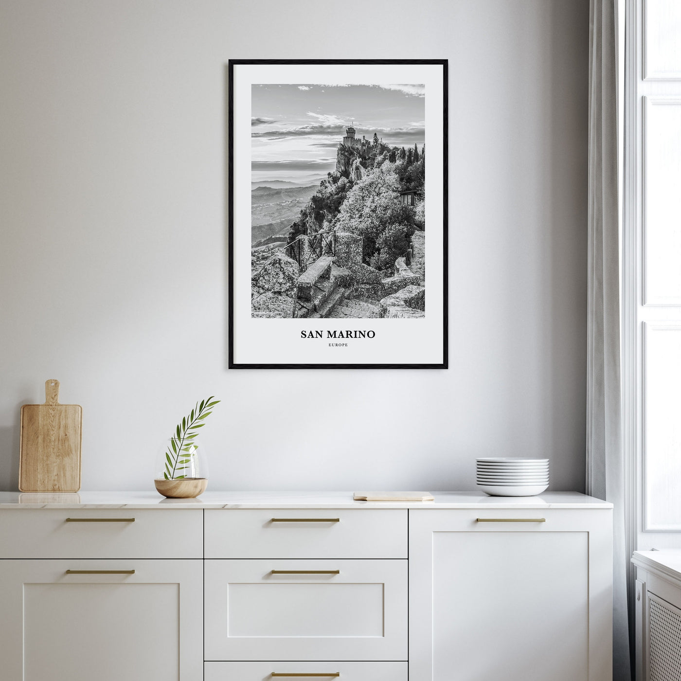 San Marino Portrait B&W Poster