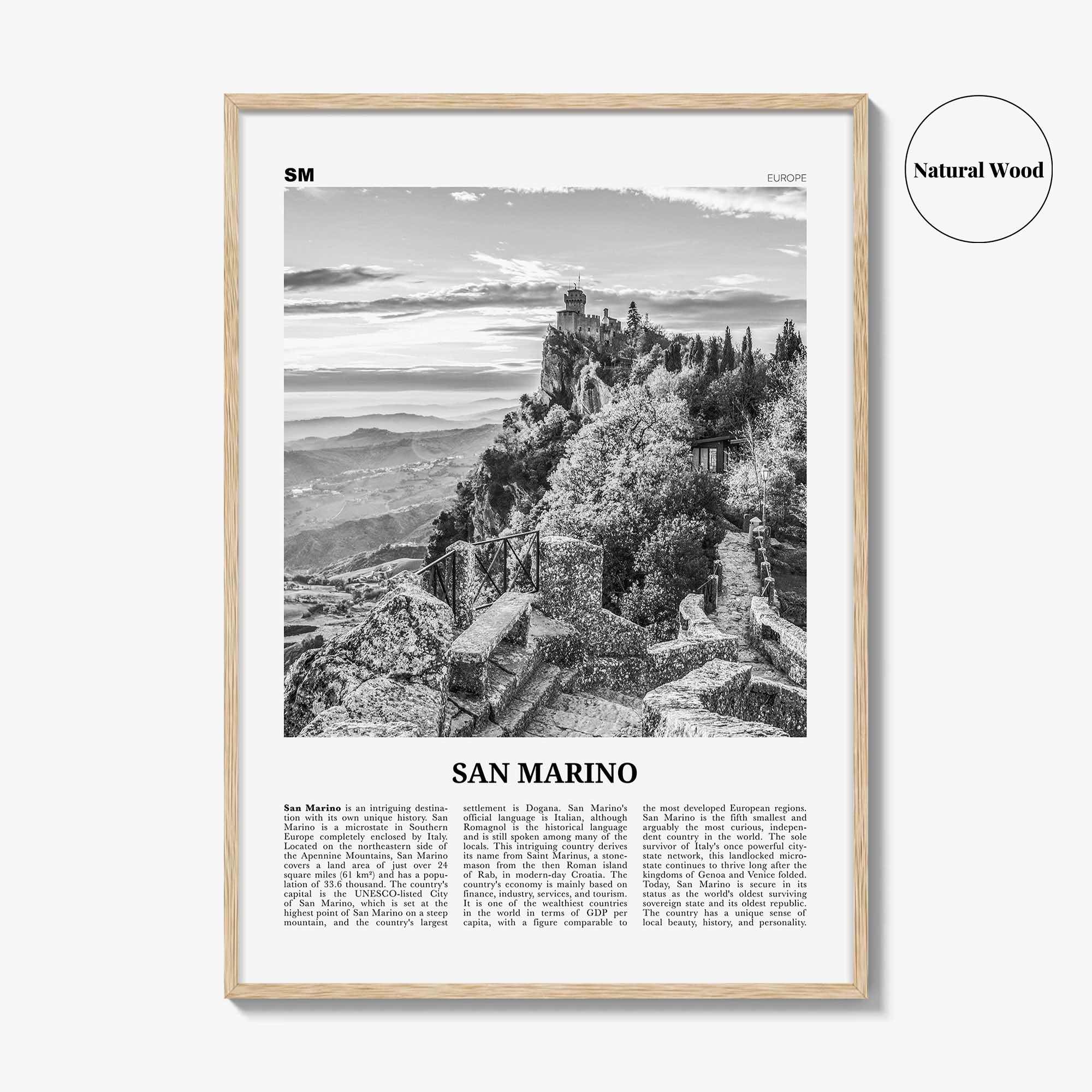 San Marino Print Black and White, San Marino Wall Art, San Marino Poster, San Marino Photo, Repubblica di San Marino, Europe