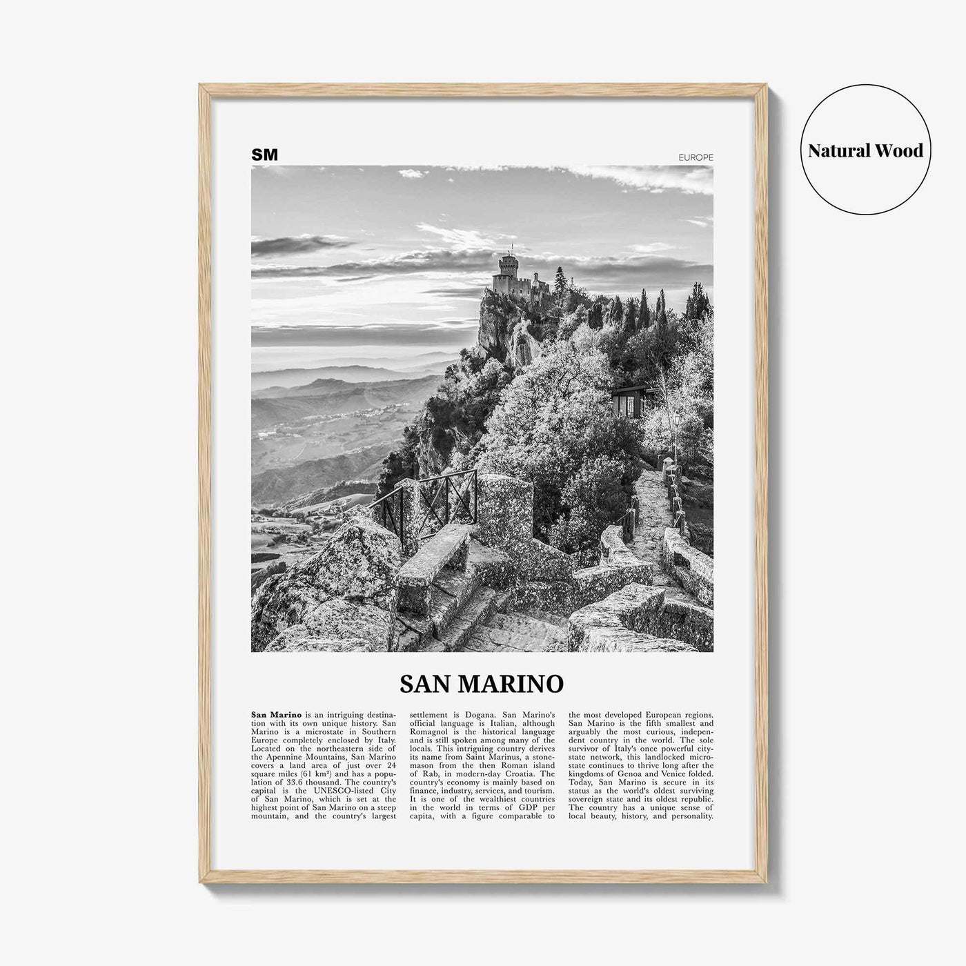 San Marino Print Black and White, San Marino Wall Art, San Marino Poster, San Marino Photo, Repubblica di San Marino, Europe