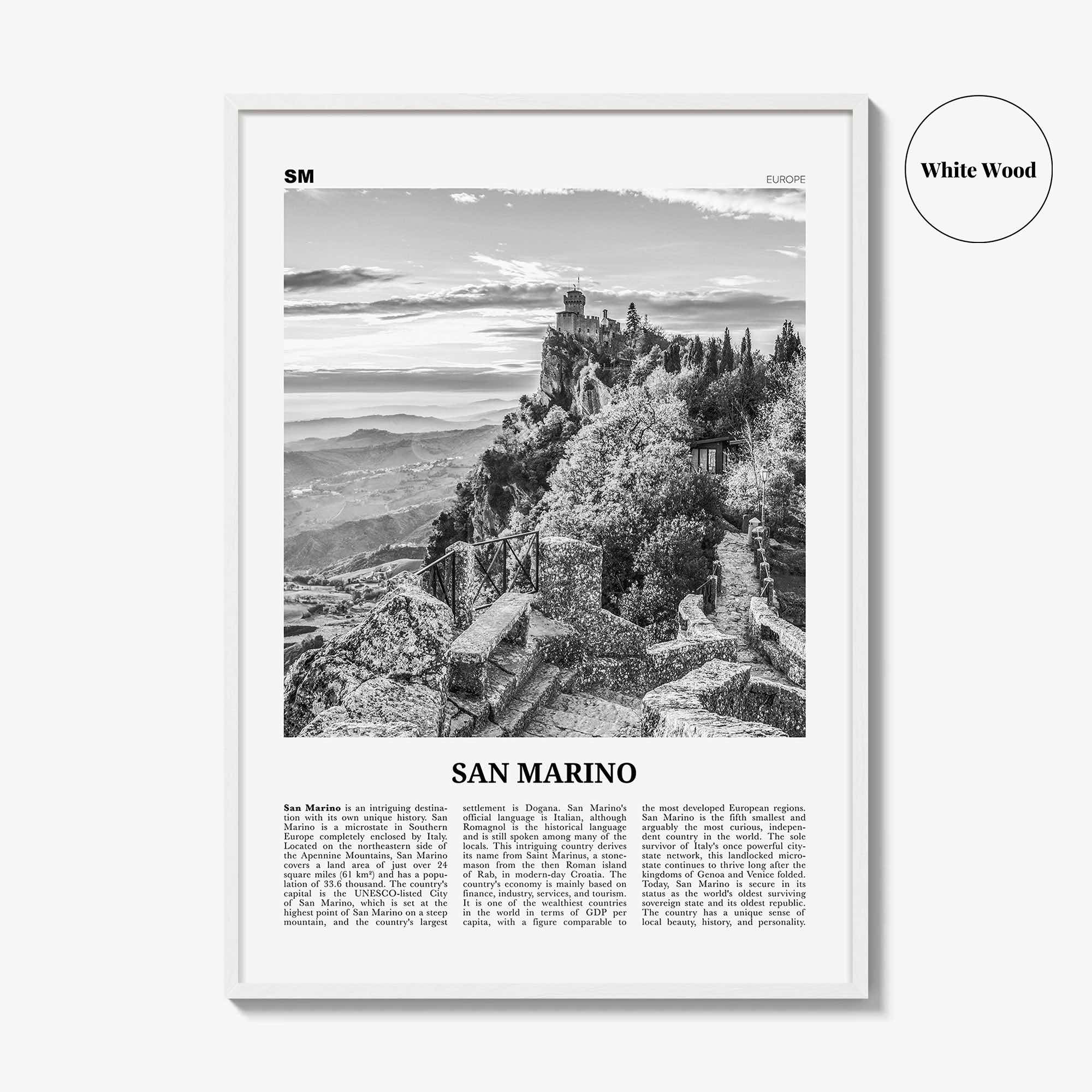 San Marino Print Black and White, San Marino Wall Art, San Marino Poster, San Marino Photo, Repubblica di San Marino, Europe