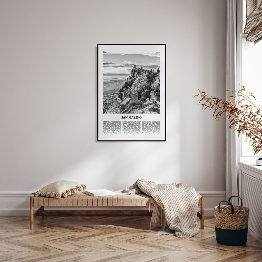 San Marino Travel B&W Poster