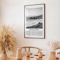 San Mateo County Print Black and White, San Mateo County Wall Art, San Mateo Poster, San Mateo Photo, San Mateo Wall Décor, San Mateo Map