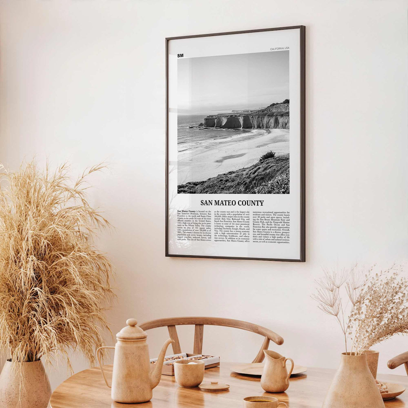 San Mateo County Print Black and White, San Mateo County Wall Art, San Mateo Poster, San Mateo Photo, San Mateo Wall Décor, San Mateo Map