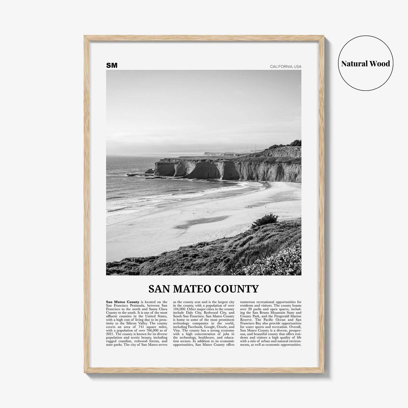 San Mateo County Print Black and White, San Mateo County Wall Art, San Mateo Poster, San Mateo Photo, San Mateo Wall Décor, San Mateo Map