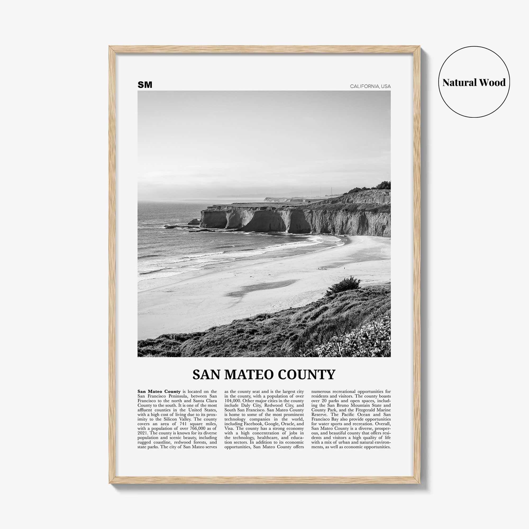 San Mateo County Print Black and White, San Mateo County Wall Art, San Mateo Poster, San Mateo Photo, San Mateo Wall Décor, San Mateo Map