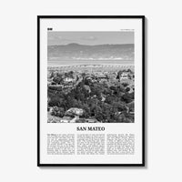 San Mateo Print Black and White, San Mateo Wall Art, San Mateo Poster, San Mateo Photo, San Mateo Wall Décor, California, USA, United States