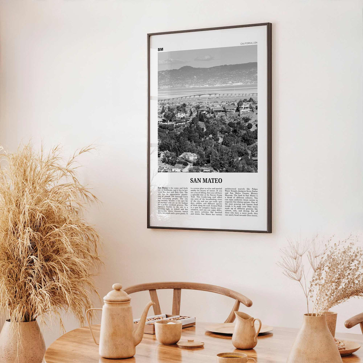 San Mateo Print Black and White, San Mateo Wall Art, San Mateo Poster, San Mateo Photo, San Mateo Wall Décor, California, USA, United States