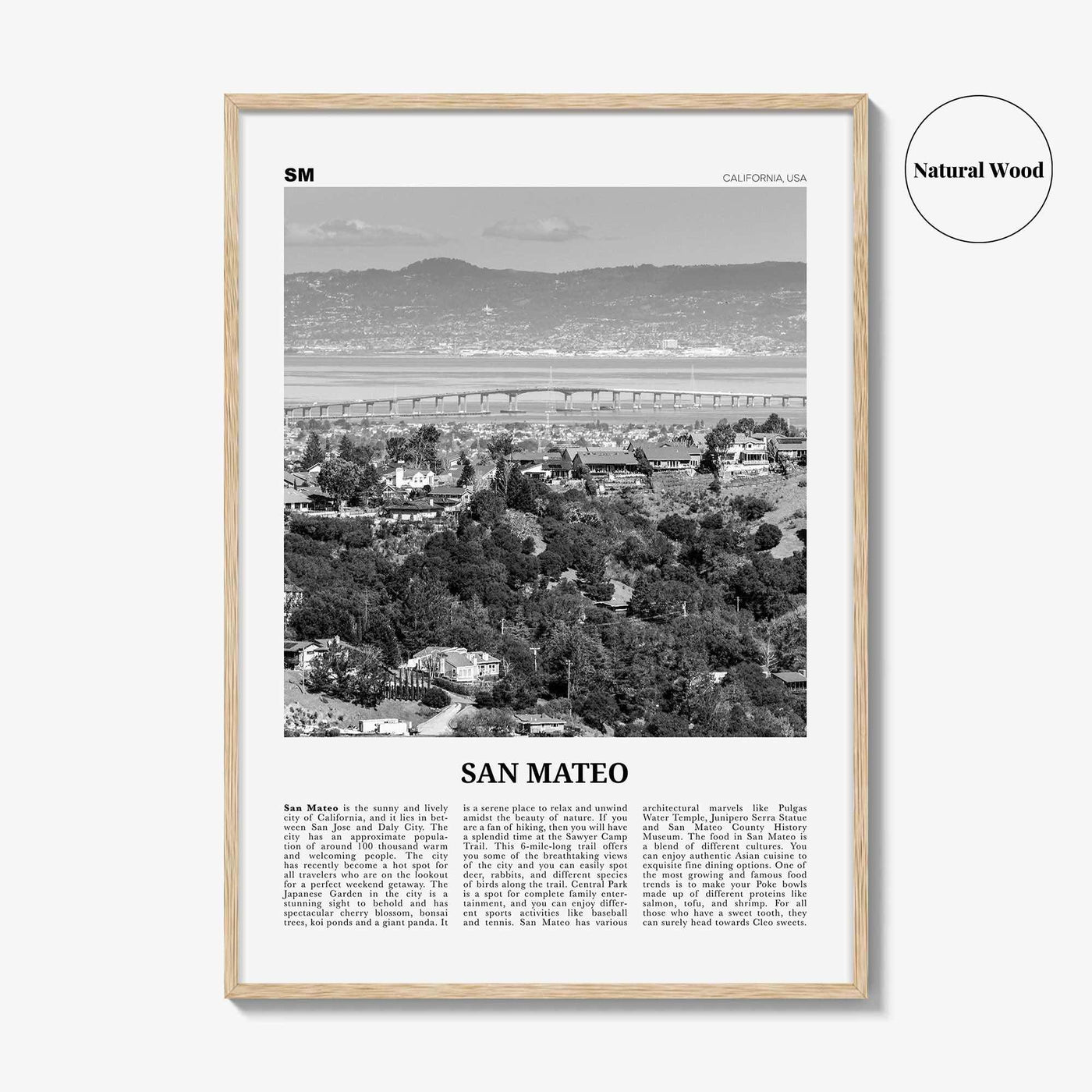 San Mateo Print Black and White, San Mateo Wall Art, San Mateo Poster, San Mateo Photo, San Mateo Wall Décor, California, USA, United States