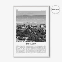 San Mateo Print Black and White, San Mateo Wall Art, San Mateo Poster, San Mateo Photo, San Mateo Wall Décor, California, USA, United States