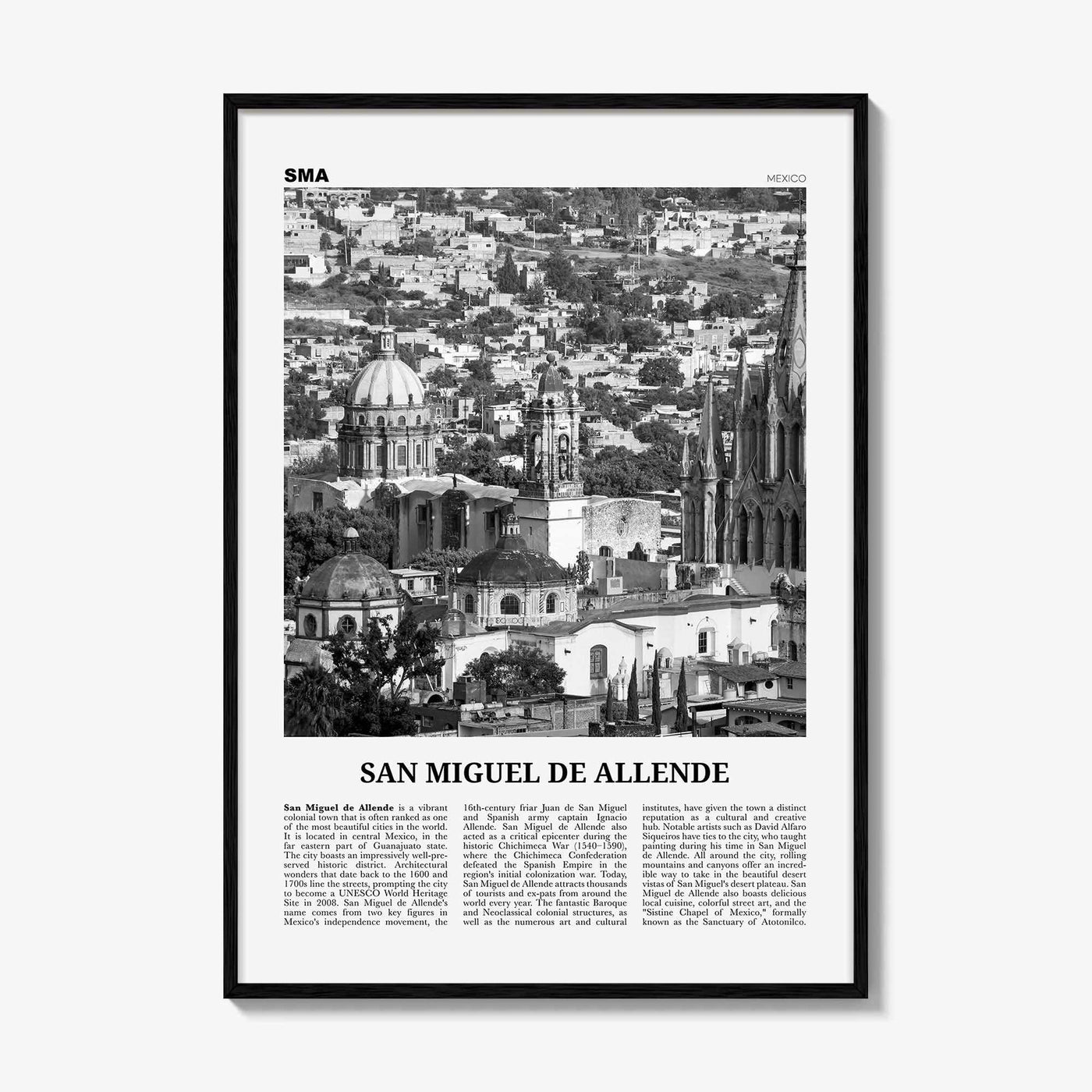 San Miguel de Allende Print Black and White, San Miguel de Allende Wall Art, San Miguel de Allende Poster, San Miguel de Allende, Mexico