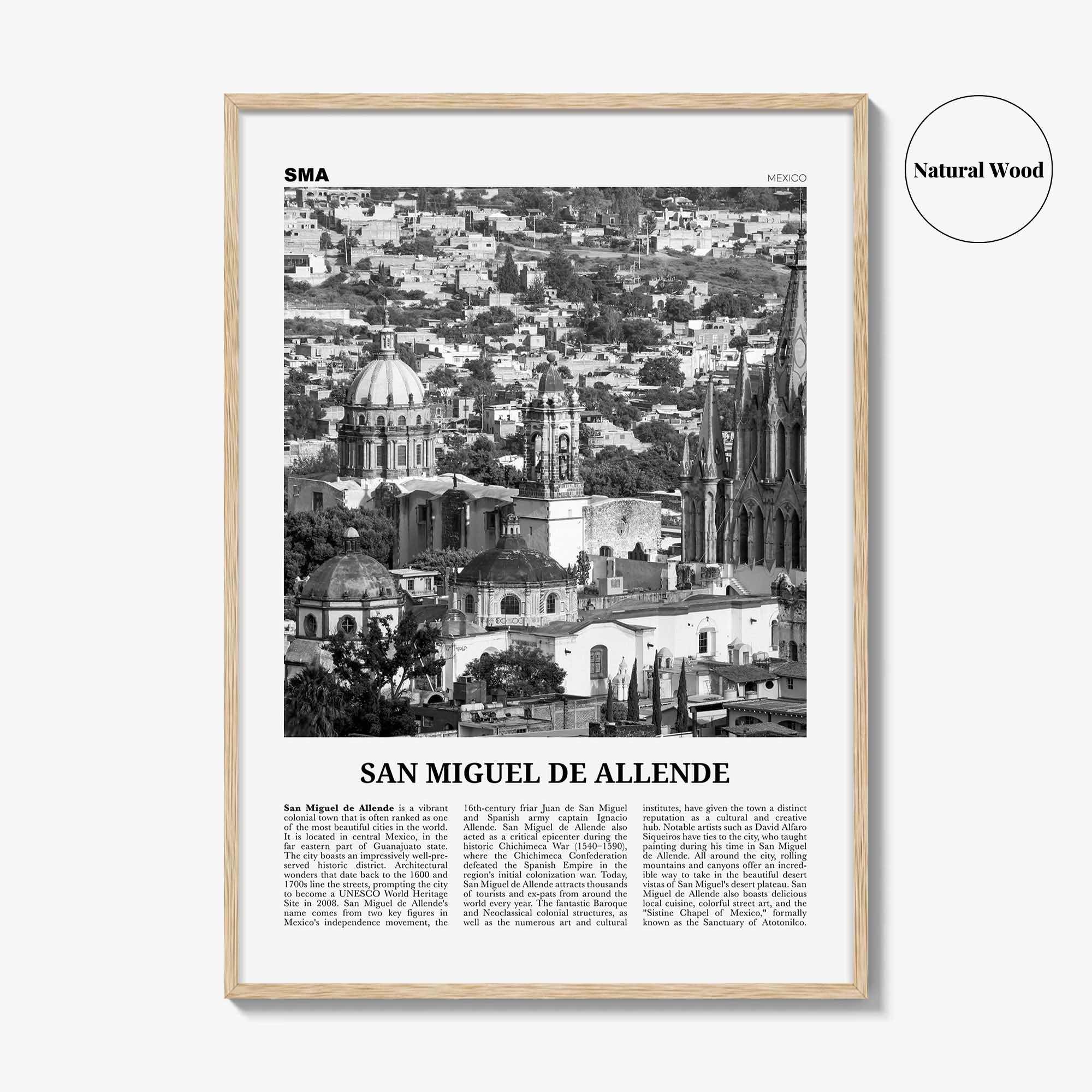 San Miguel de Allende Print Black and White, San Miguel de Allende Wall Art, San Miguel de Allende Poster, San Miguel de Allende, Mexico