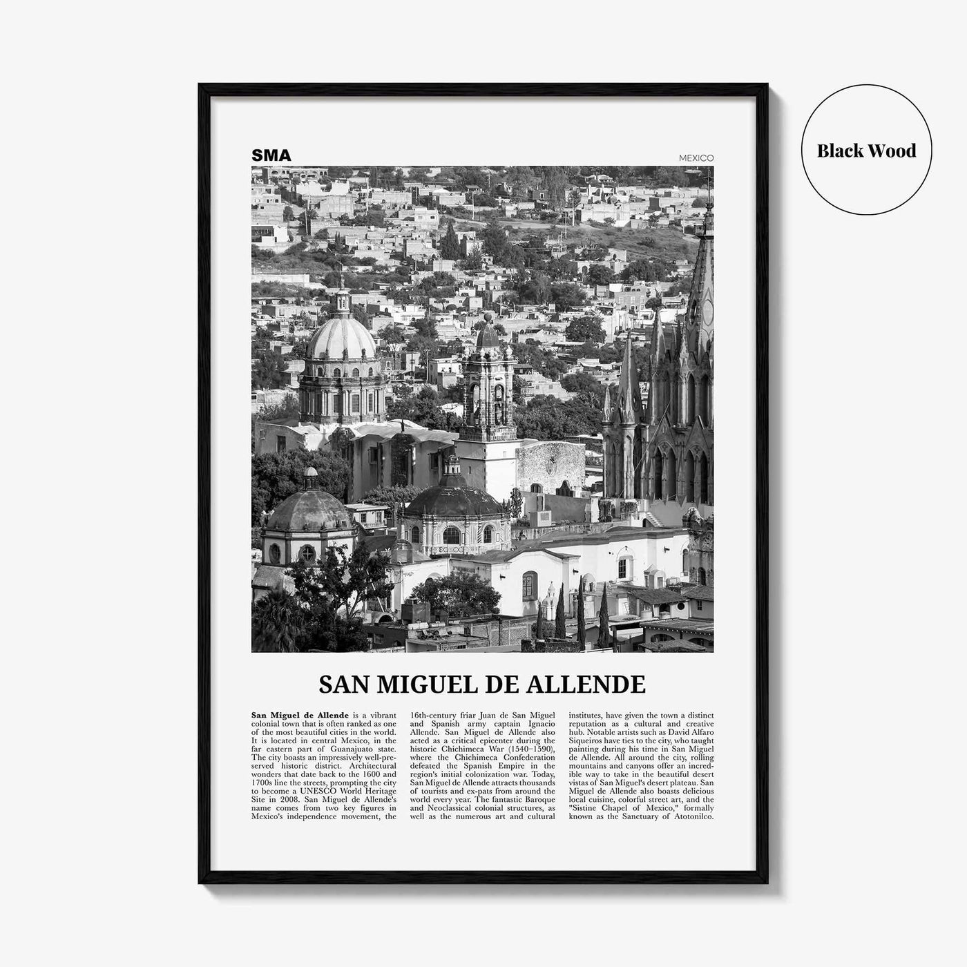 San Miguel de Allende Print Black and White, San Miguel de Allende Wall Art, San Miguel de Allende Poster, San Miguel de Allende, Mexico