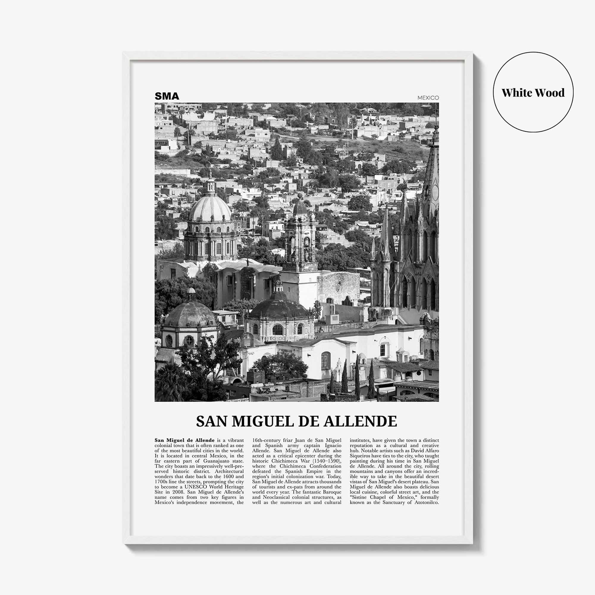 San Miguel de Allende Print Black and White, San Miguel de Allende Wall Art, San Miguel de Allende Poster, San Miguel de Allende, Mexico