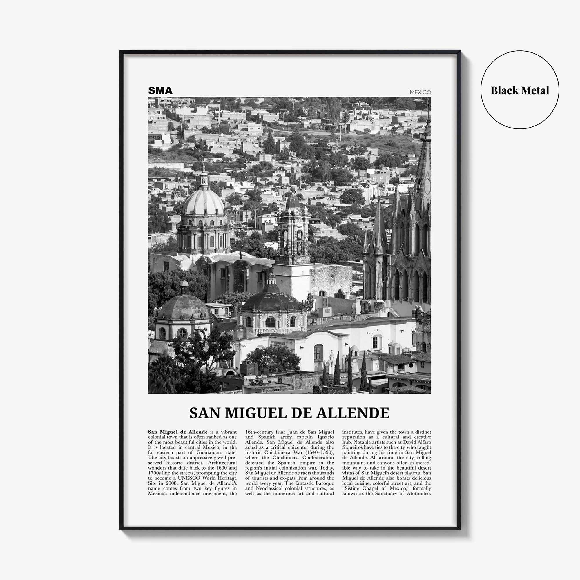 San Miguel de Allende Print Black and White, San Miguel de Allende Wall Art, San Miguel de Allende Poster, San Miguel de Allende, Mexico
