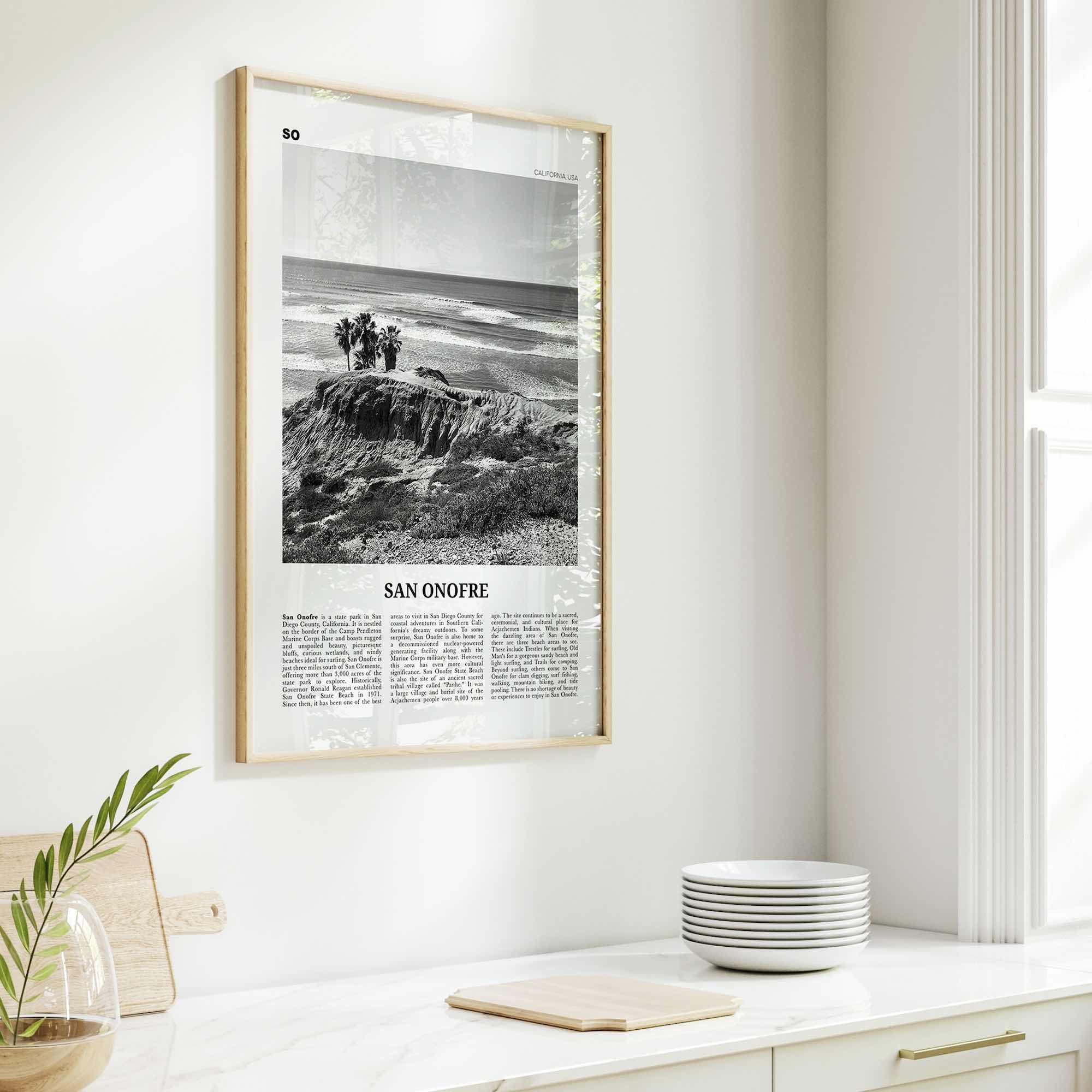 San Onofre Print Black and White, San Onofre Wall Art, San Onofre Poster, San Onofre Photo, San Onofre Map, San Onofre Wall Decor, San Diego
