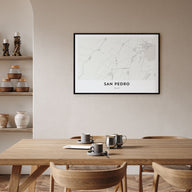 San Pedro, Belize Map Landscape Poster