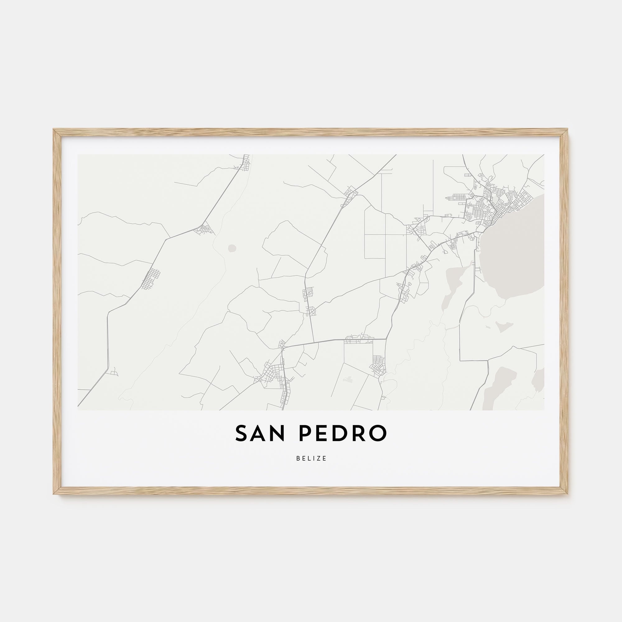 San Pedro, Belize Map Landscape Poster
