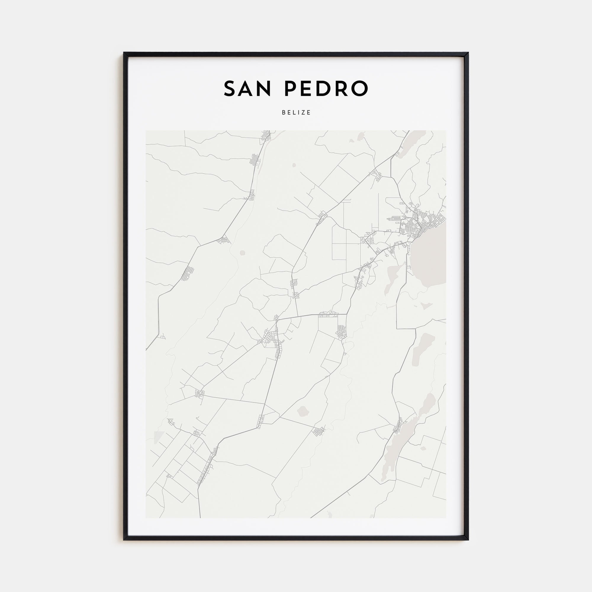 San Pedro, Belize Map Portrait Poster